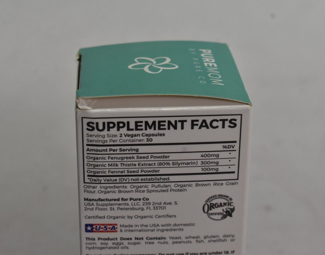 Puremom Pure Co Organic Lactation Support Herbal Blend 60 Capsules 07/2025