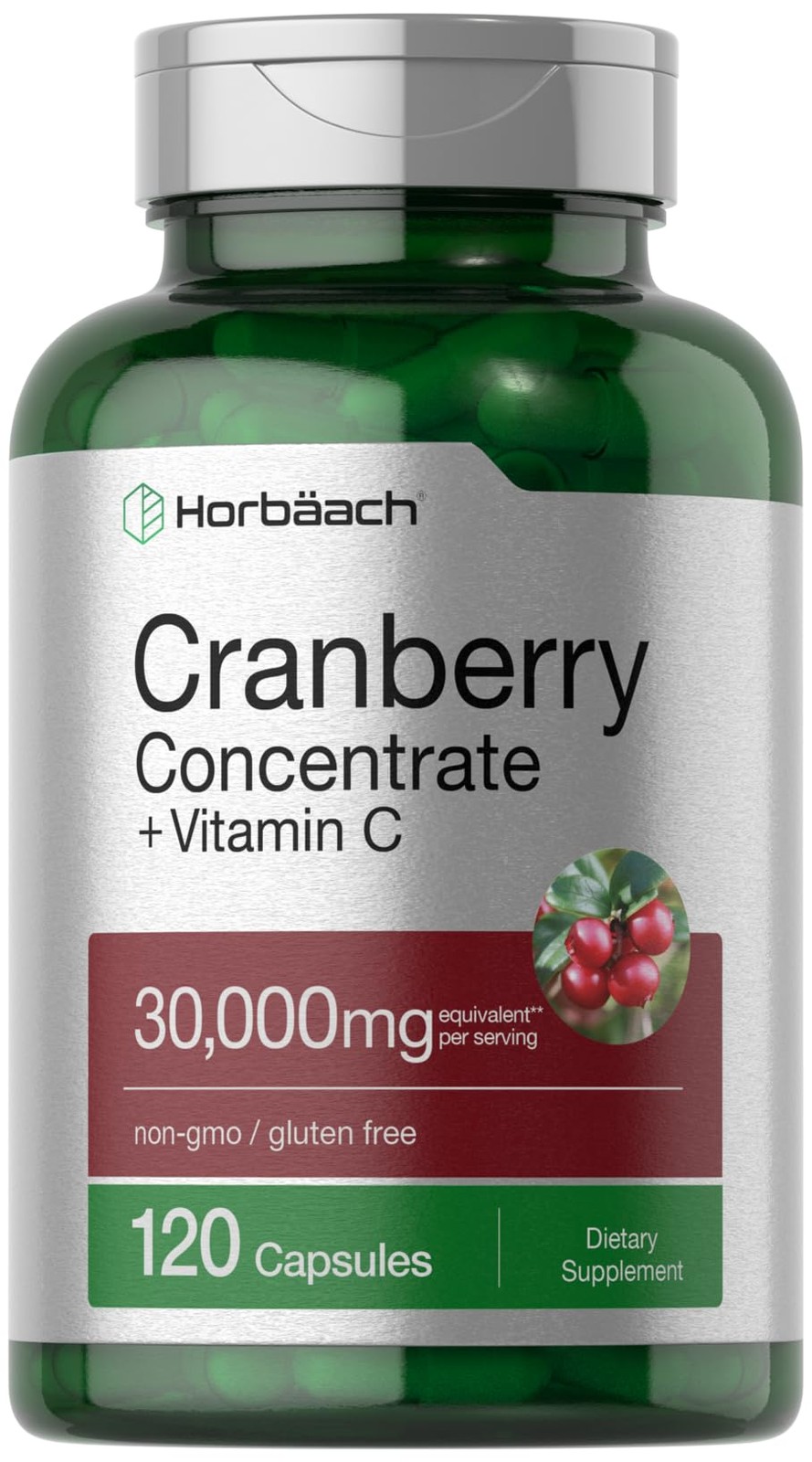 Horbäach Cranberry Concentrate Extract Pills + Vitamin 120 Count (Pack of 1)