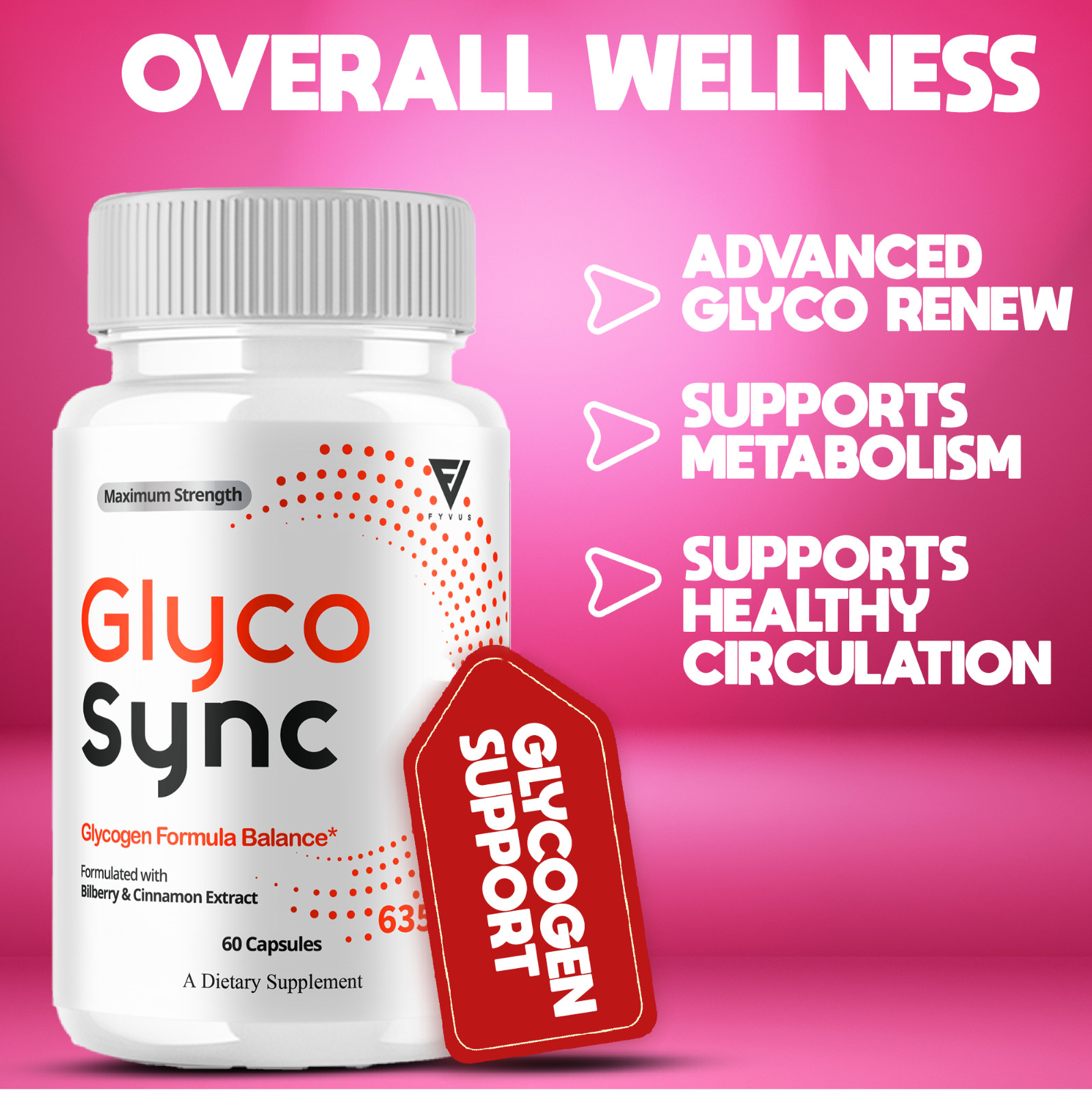 (3 Pack) Glyco Sync Glycogen Pills, GlycoSync Maximum Strength (180 Capsules)