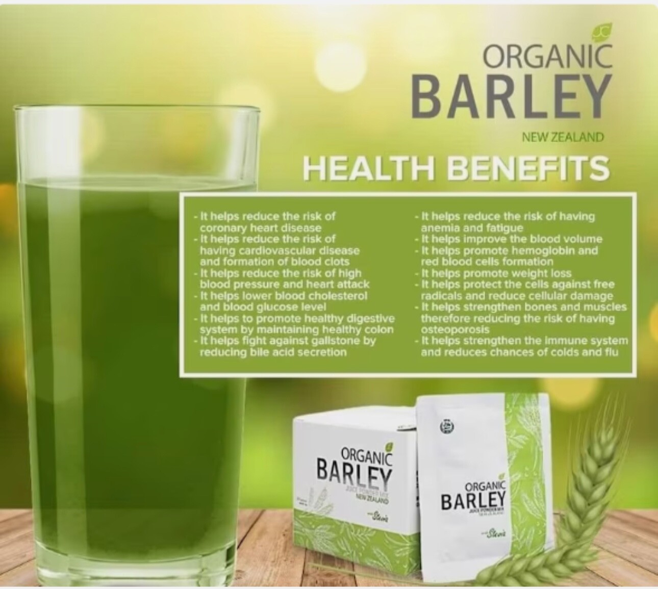 JC pure organic barley power juice with stevia from New Zealand