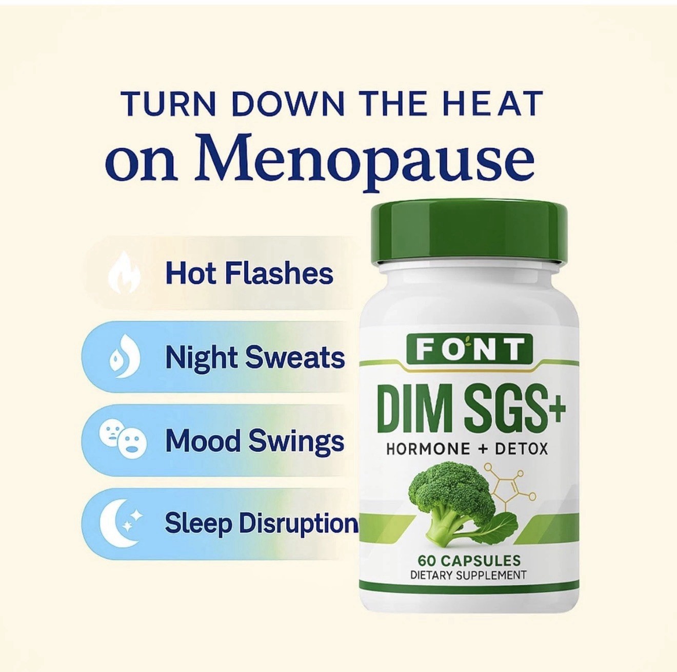 Font DIM SGS+ Hormone Detox 200mg 60 Capsules Dietary Supplement Exp 11/27