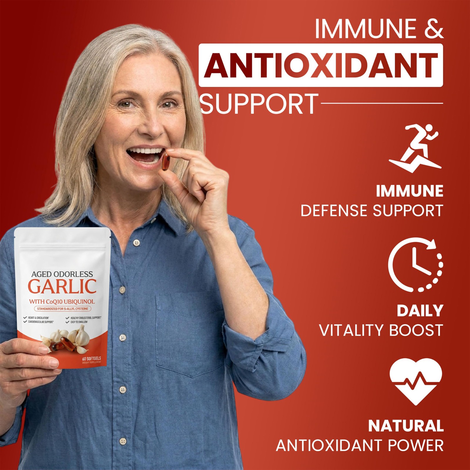 Resilia Garlic Extract 600mg Softgels (60 Count) – Odorless Aged Garlic Extra 24