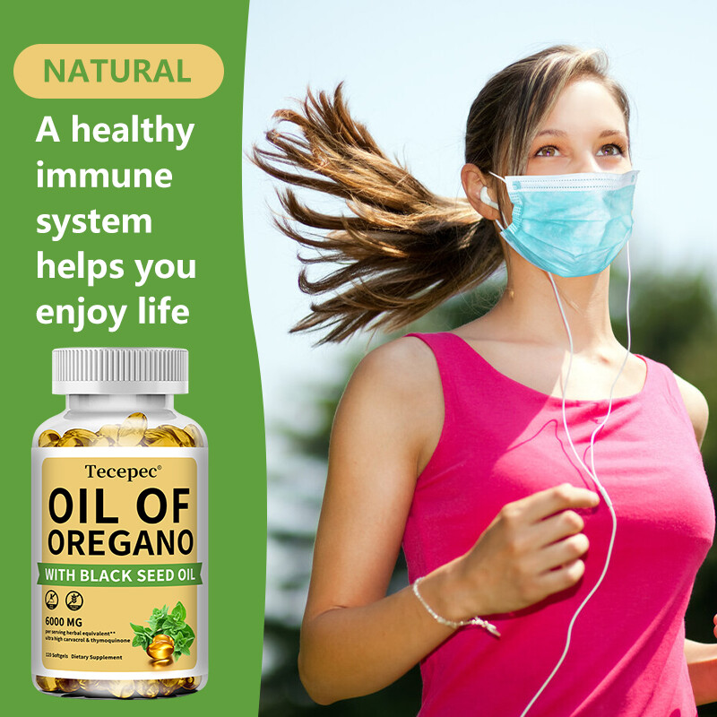 Organic Oil of Oregano Softgels 6000 mg 2 in 1 Black Seed Oil Herbal Supplement
