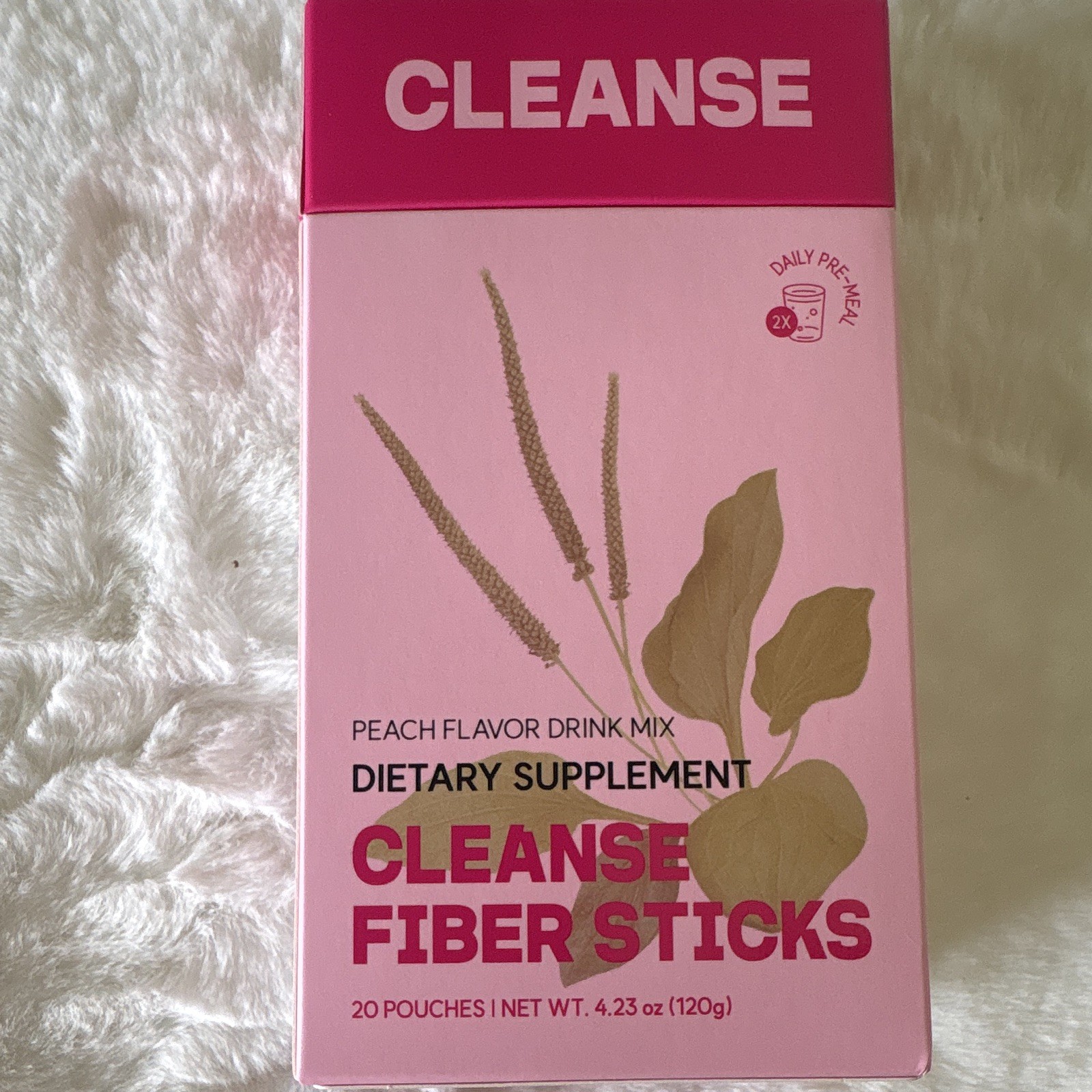 Cleanse Fiber Sticks Peach Drink Mix Fiber Supplement 20 Pouches 4.23 oz