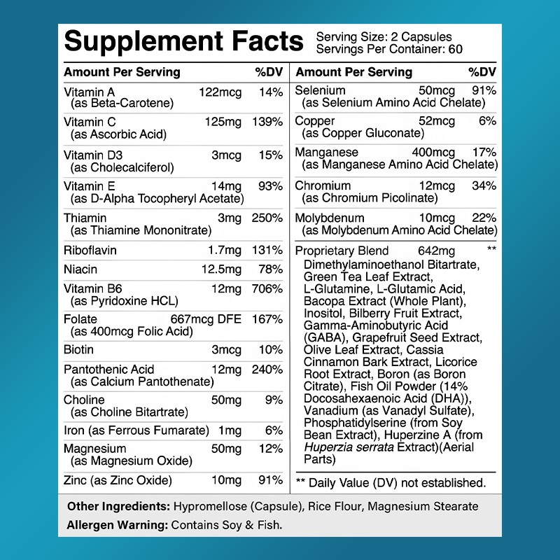 Brain Health Complex | Memory, Focus & Cognitive Support, 30/60/120 Capsule