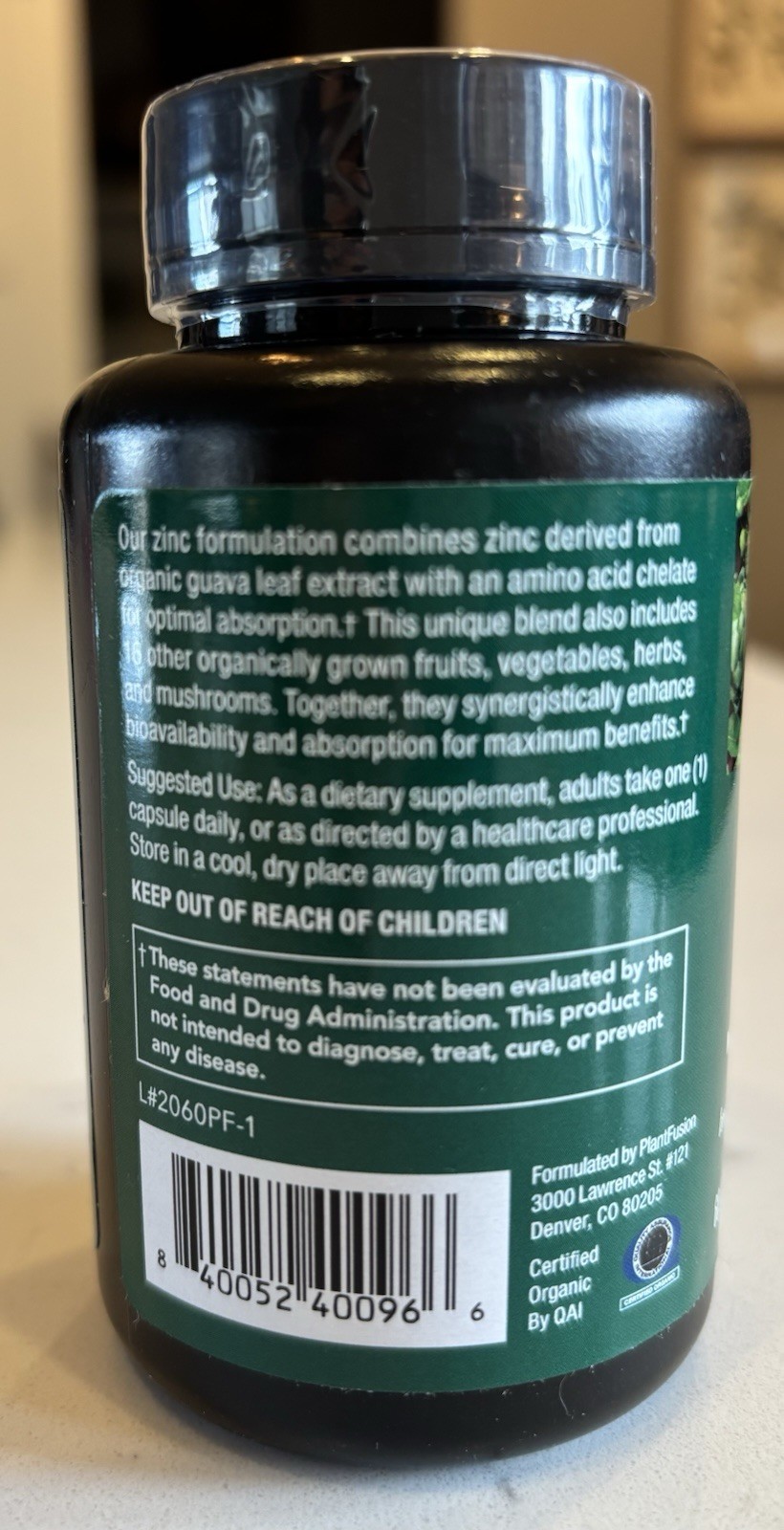 Plant Fusion Zinc 22MG Immune Support Guava Leaf 60 Capsules Exp 4/28 Sealed
