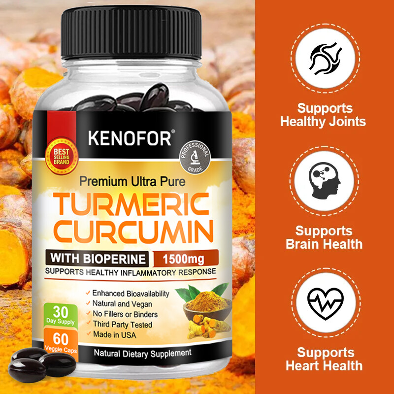 Curcumin Ginger + Black Pepper Joint Pain Maximum Strength 60 Capsules