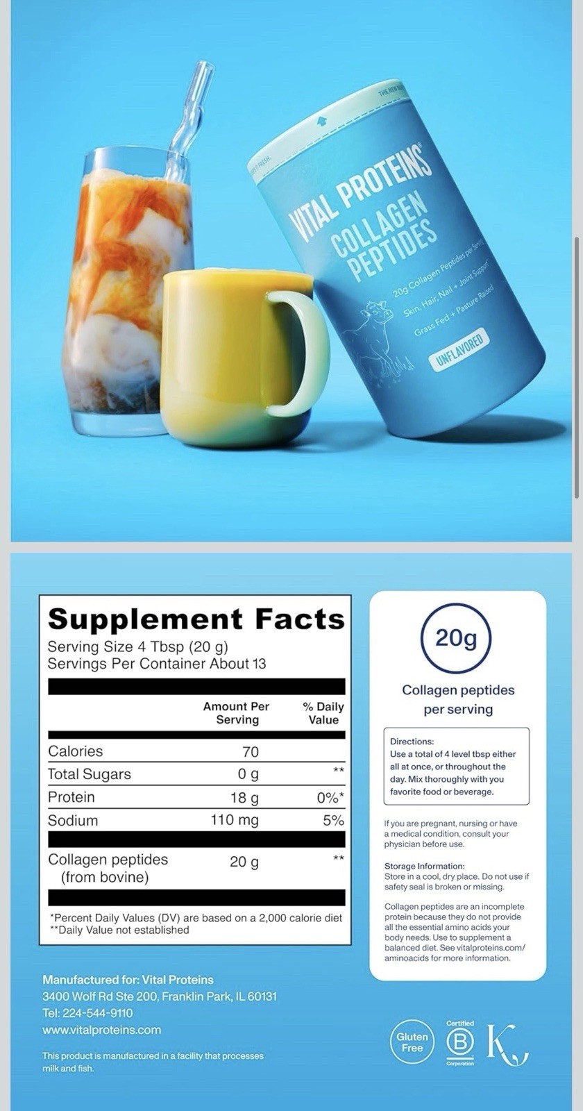 Vital Proteins Collagen Peptides Powder Unflavored 9.33oz
