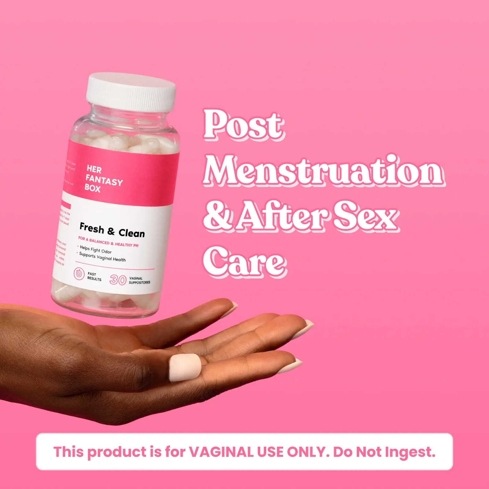 Her Fantasy Box Boric Acid Suppositories 30 Count Gentle Feminine WellnessCapsul