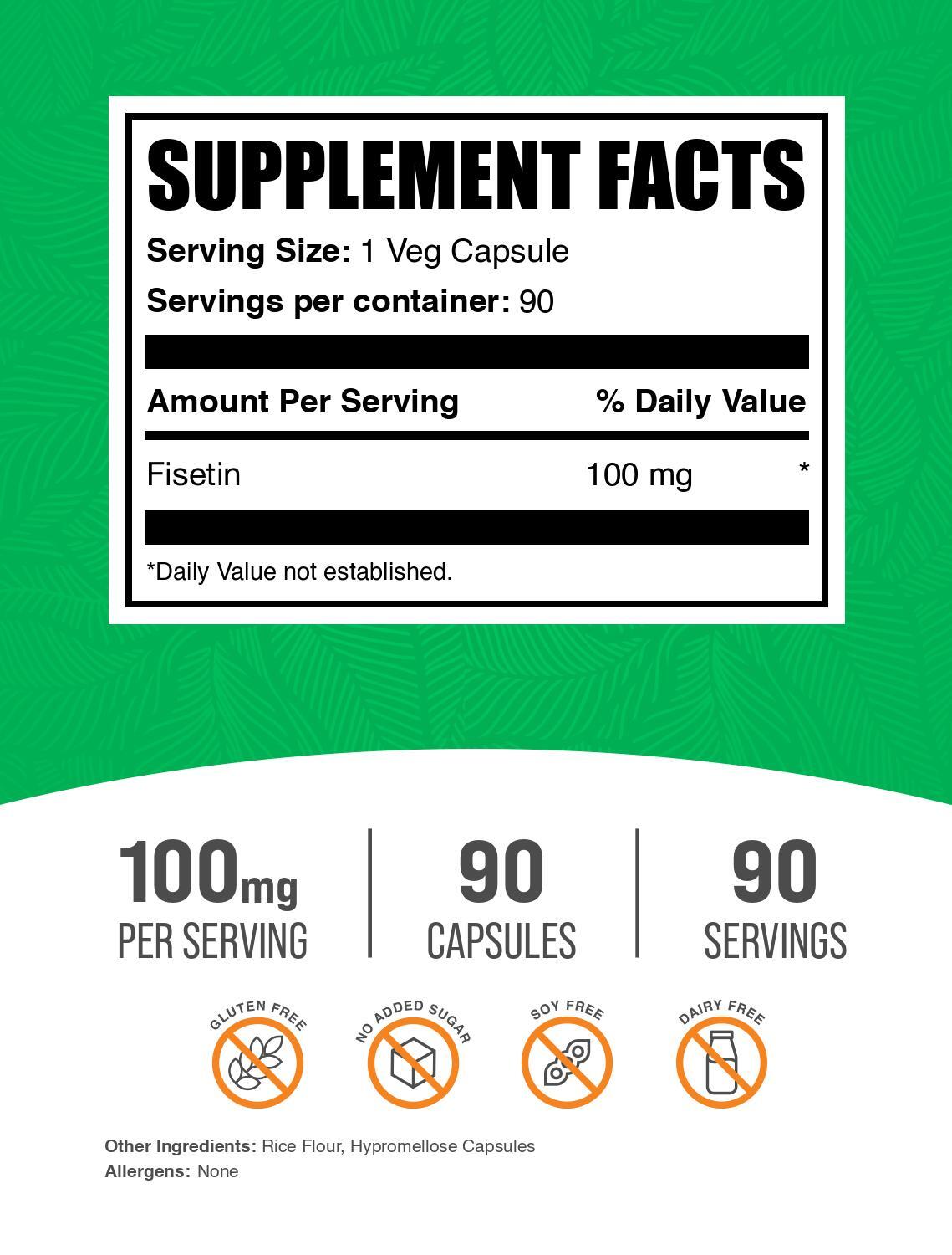 BulkSupplements Fisetin 90 Capsules – 100 mg Per Serving