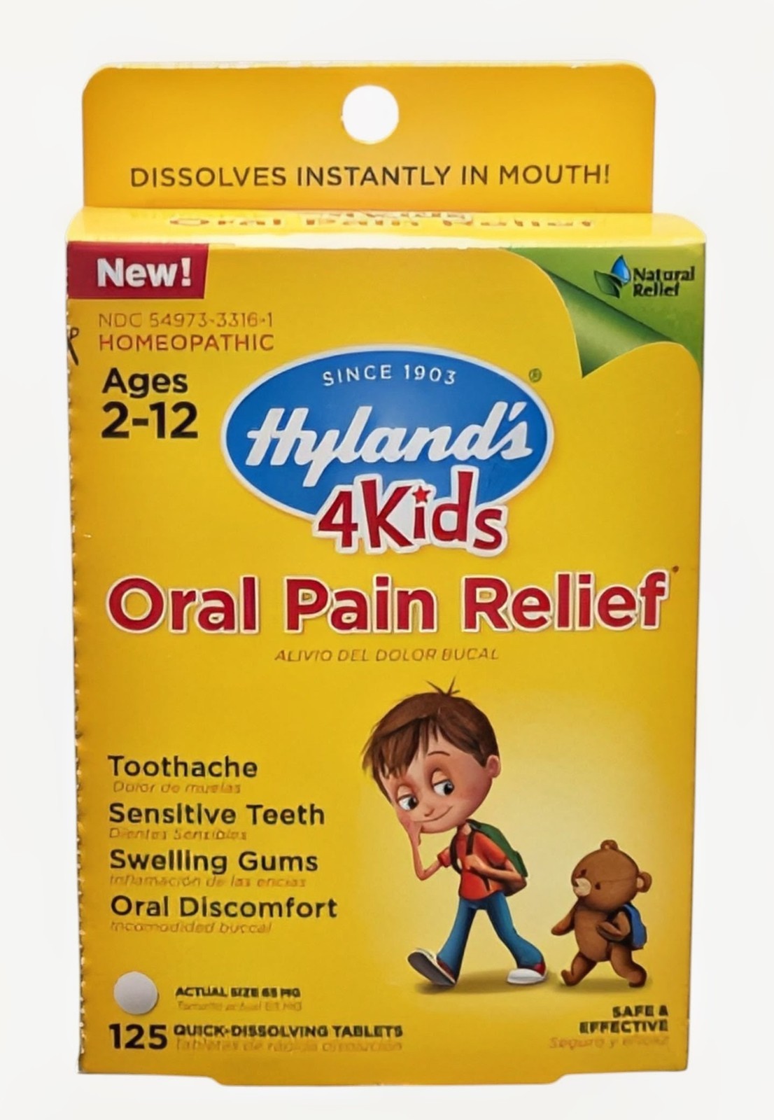 Hyland’s 4Kids Oral Pain Relief – Homeopathic – 125 Quick-Dissolving Tablets