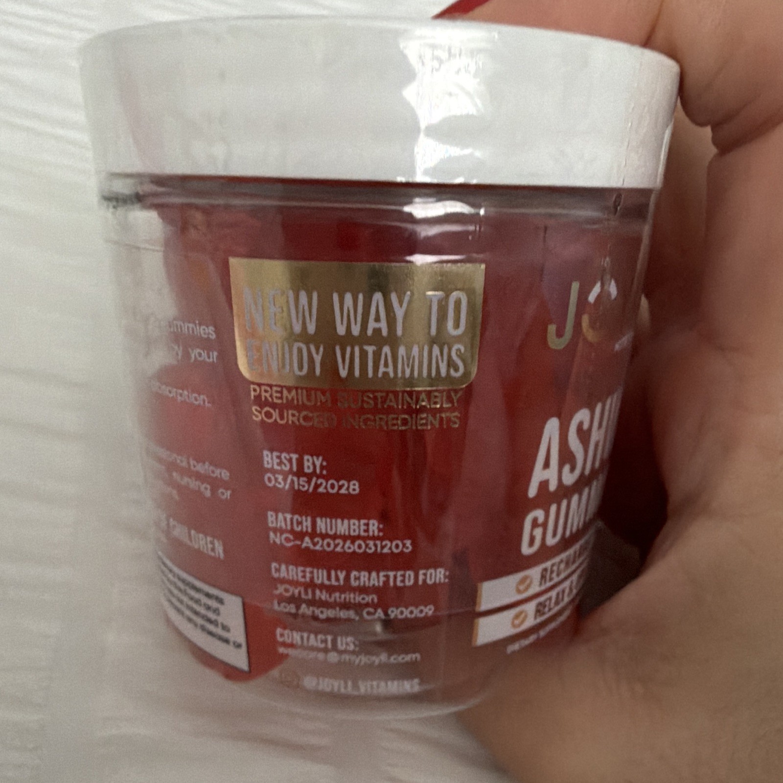 JOYLI Nutrition Ashwagandha Gummies 1000mg 60 Count Fruity Vegan Sugar-Free