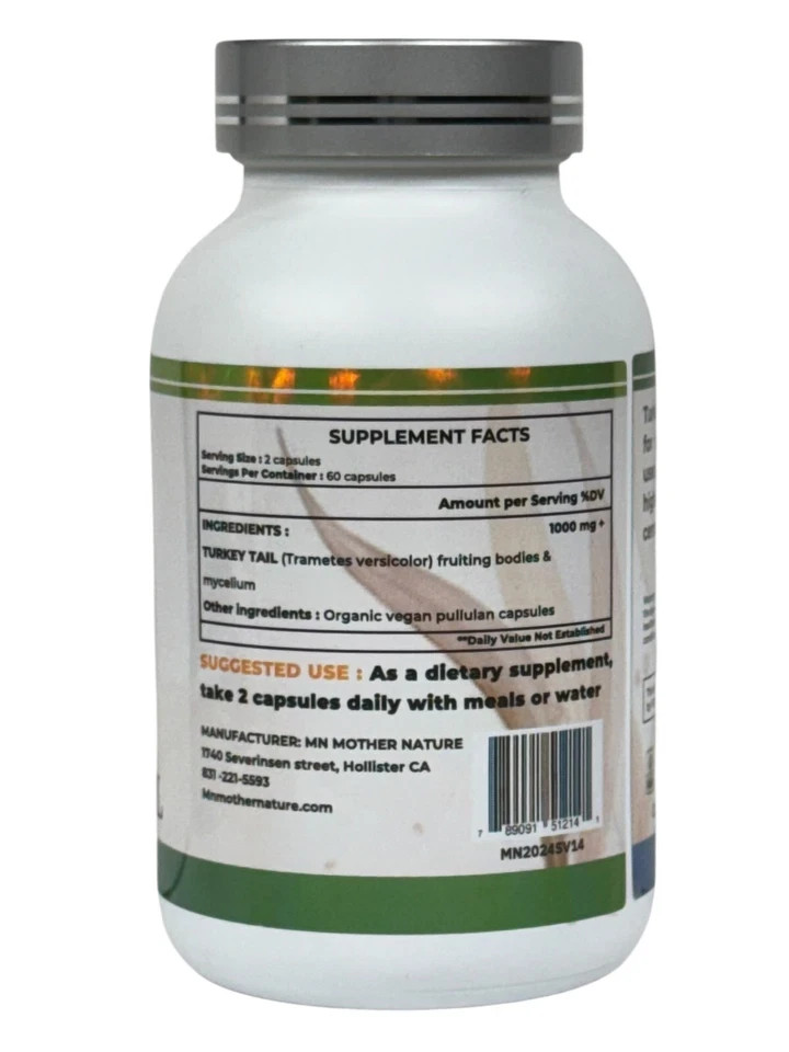 Mother Nature Turkey Tail Healthy Gut Mushroom Capsules — Mushroom Supplement