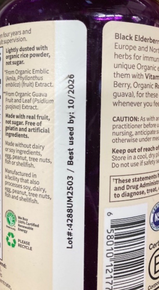 Garden of Life mykind Organics Elderberry Immune Gummies 120 Vegan BB 10/26