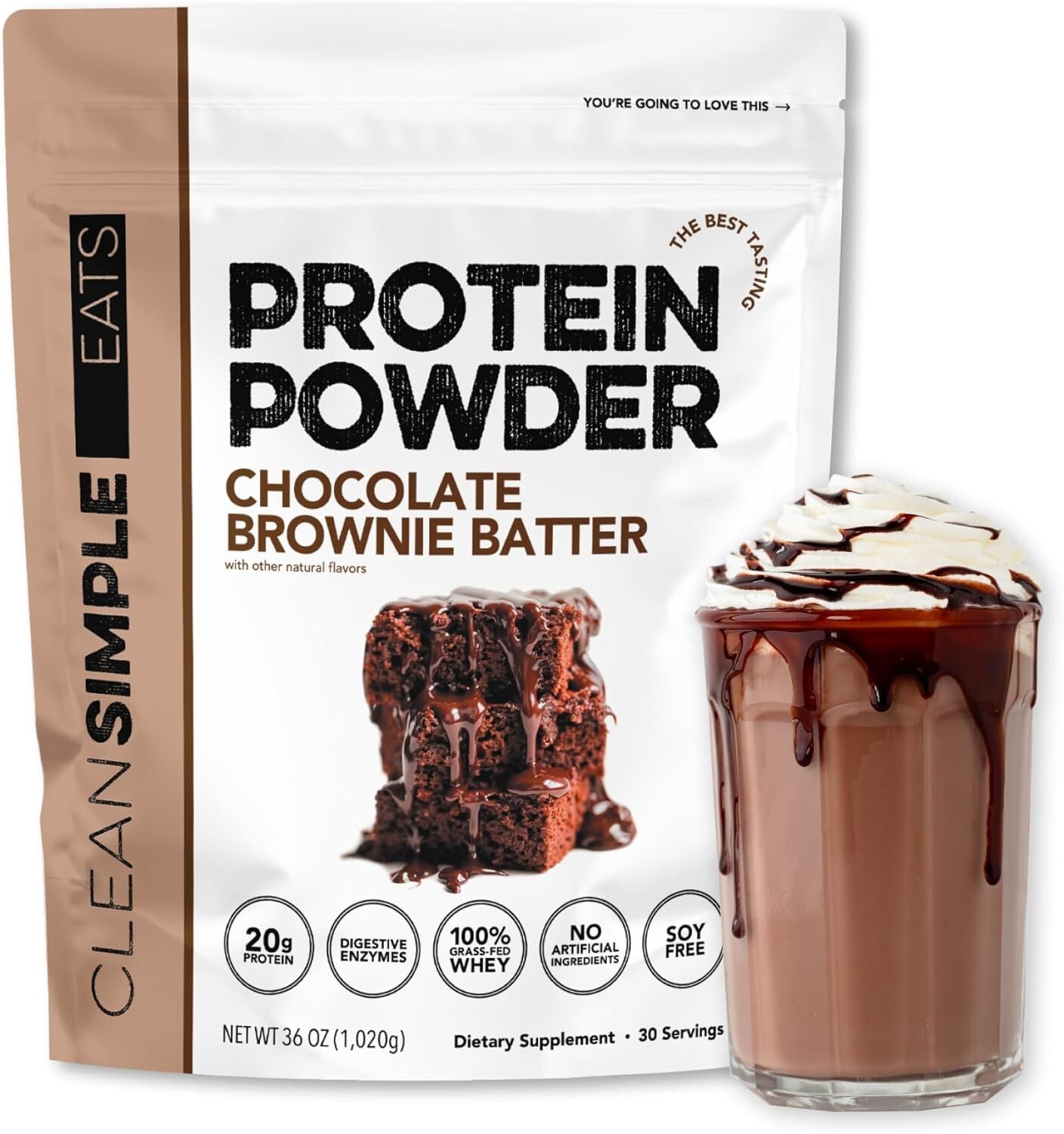 Clean Simple Eats Whey Protein Powder Choc Brownie 30 Servings