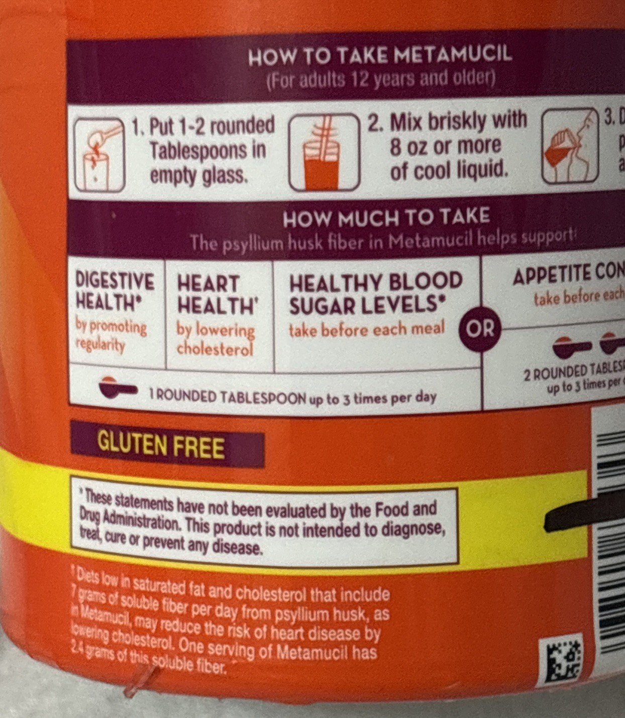 Metamucil 4-in-1 Fiber Powder-Orange Flavor-48.2 Oz(3 Lb) ea. Lot of 3-EX2028