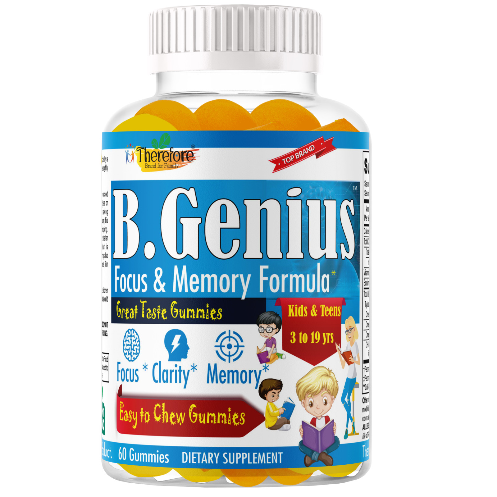 Brain Booster Supplement For Kids & Teens, Support Memory, omega 3,6,9 & DHA