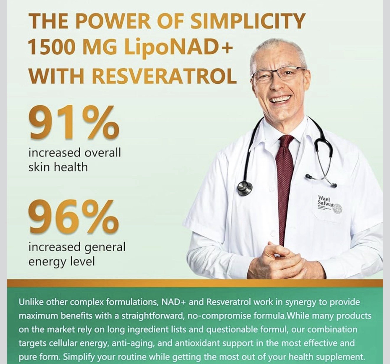 UNcena NAD+ Nicotinamide Riboside + Trans-Resveratrol 1500mg 120 Ct