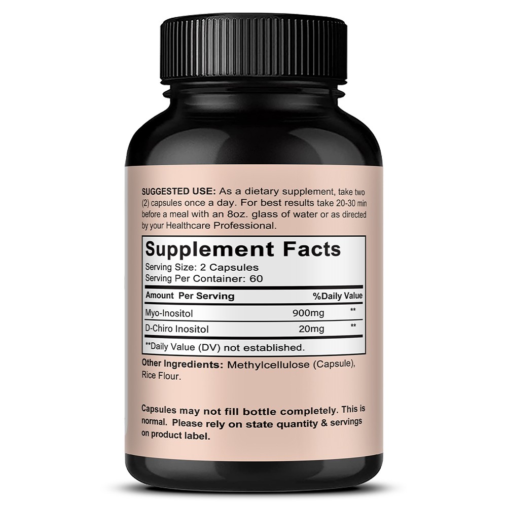 Myo D-Chiro Inositol Capsules Hormone Balance Energy Metabolism 30-120 Count