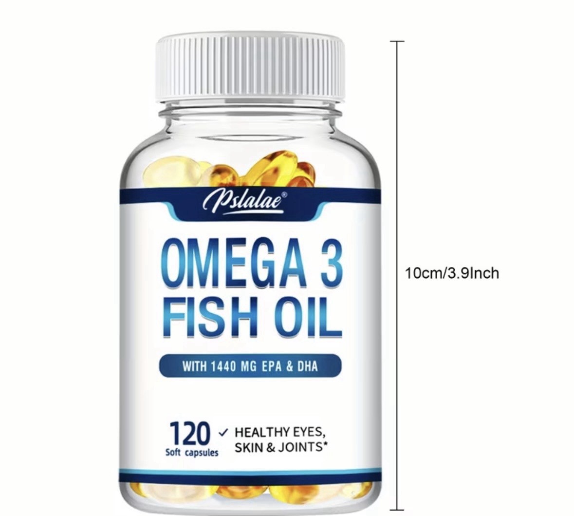 Pslalae Omega-3 Fish Oil Softgels 120 Count with EPA & DHA Eye Skin Joint