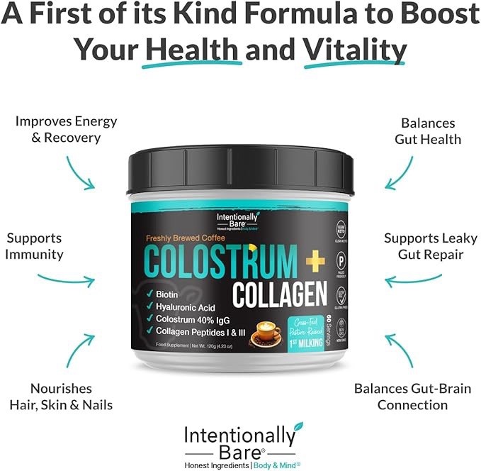 Colostrum + Collagen Powder for Skin, Joint and Gut Brewed Coffee 60 Servings