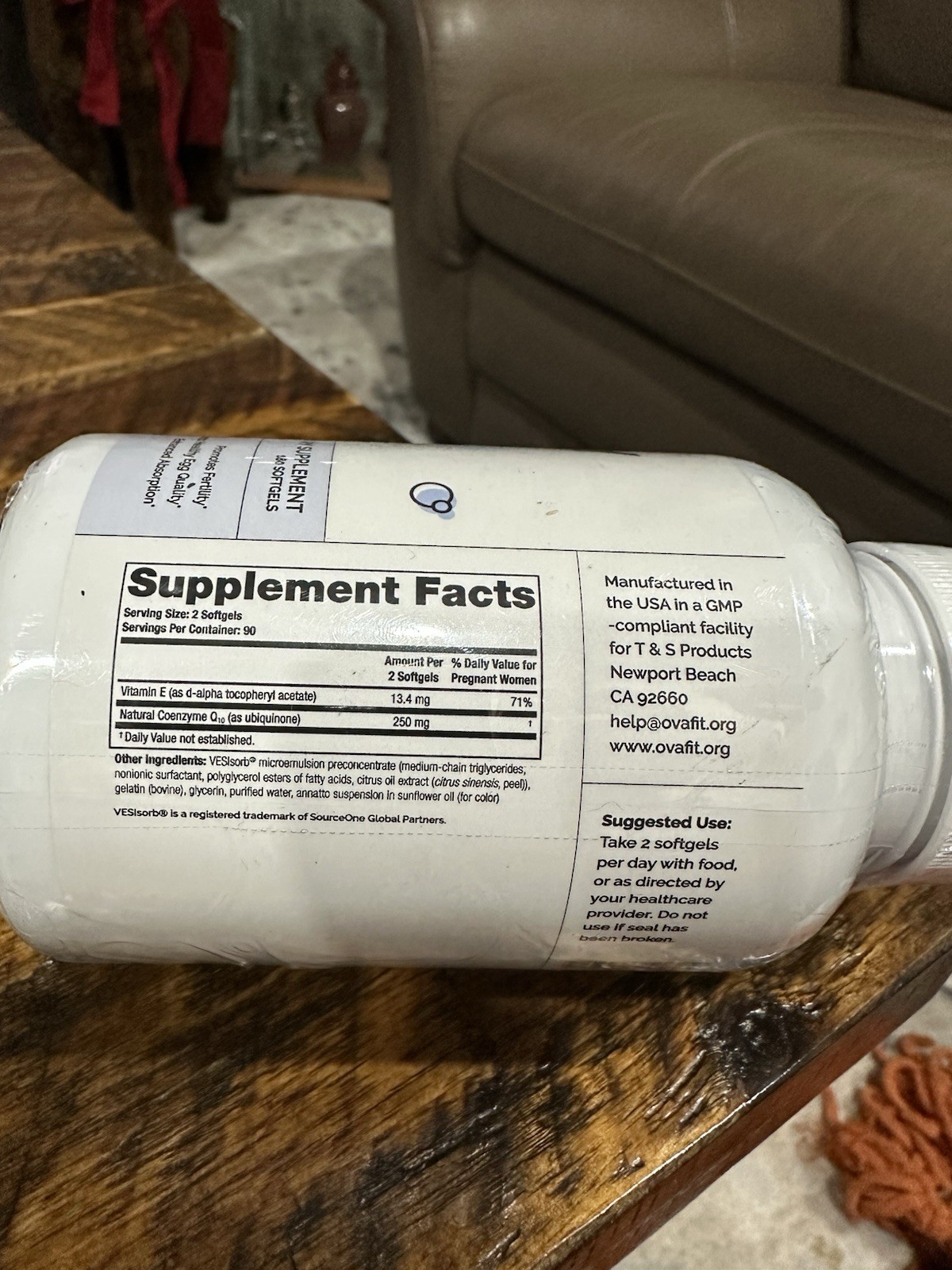 Ovafit Purely Pre Natal Coenzyme Q10 Supplement 180 Softgels Exp 08/2026