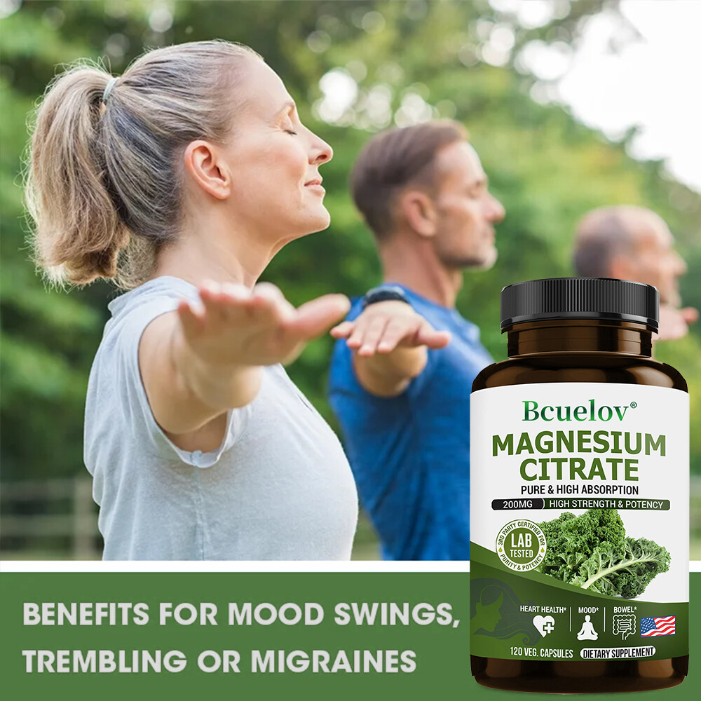 Magnesium Citrate 200mg Supplement Vegetarian/Gluten Free/Non-GMO