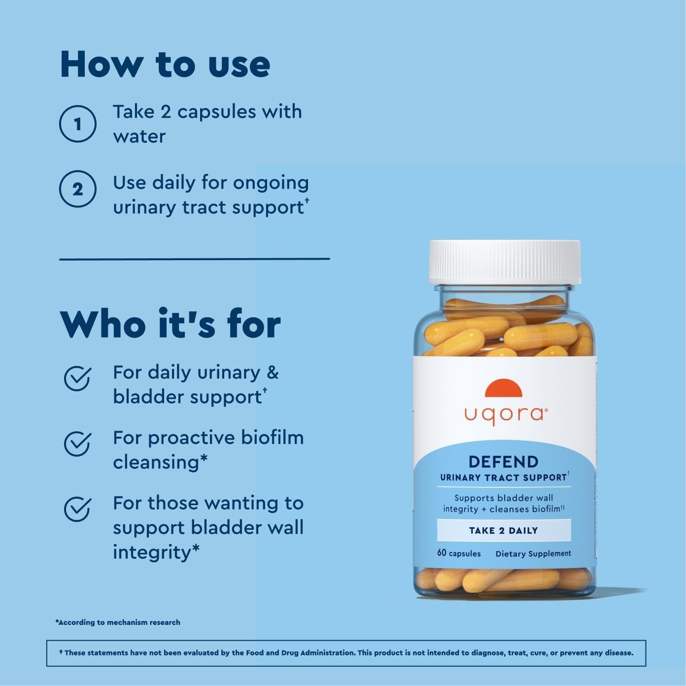 Uqora Defend – Urinary Tract Health Supplement – Support 60 Count (Pack of 1)