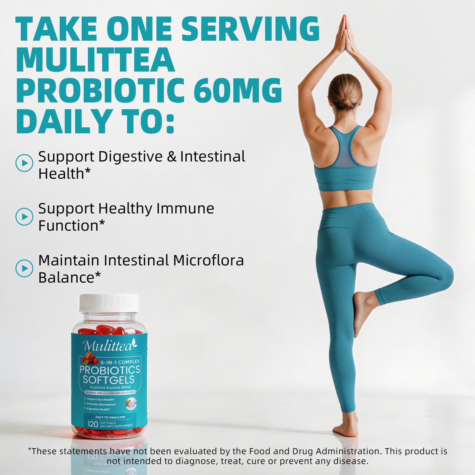 Probiotic 36 Strains + Digestive Enzymes 120ct – Prebiotic, Gut & Immune Support
