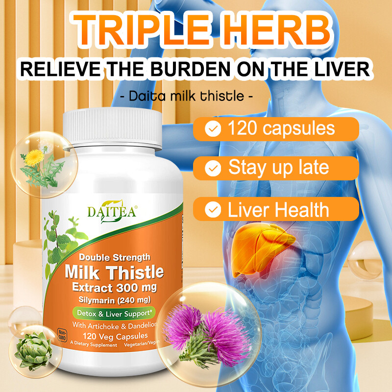 Milk Thistle Supplement – Double Strength 300mg for Liver Cleanse Detox & Repair