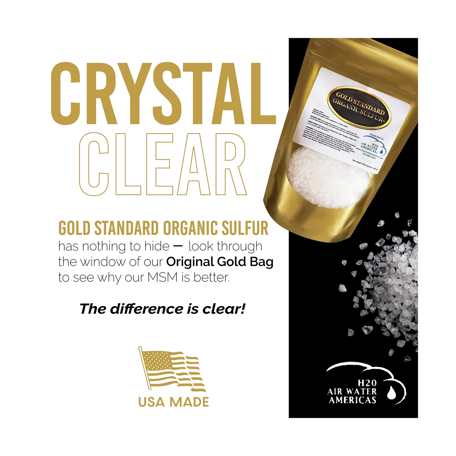 Gold Standard Organic Sulfur Crystals 1lb – 99.9% Pure MSM Crystals – Largest…