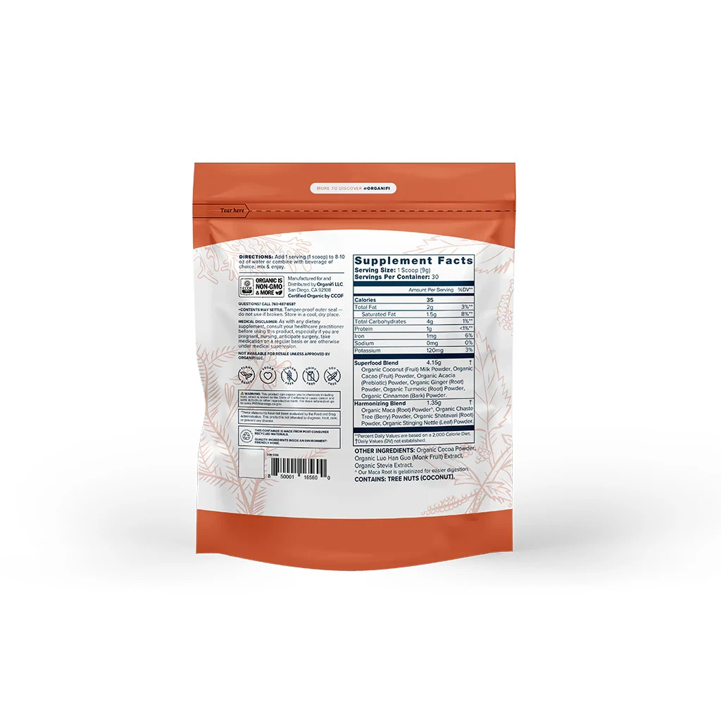 Organifi Harmony Cacao Superfood Powder Supplement Hormone Support 9.52 oz