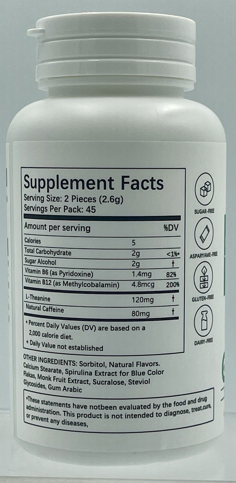 Lot of 2 HiPlus Energy Focus Peppermint Chewables 90pc EXP 01/27 L-Theanine