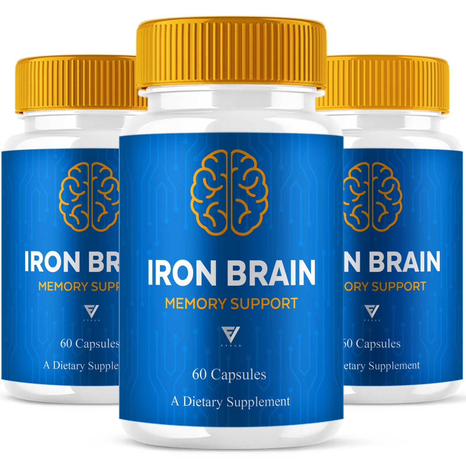 (3 Pack) Iron Brain Premium Nootropic Supplement, IronBrain Pills (180 Capsules)