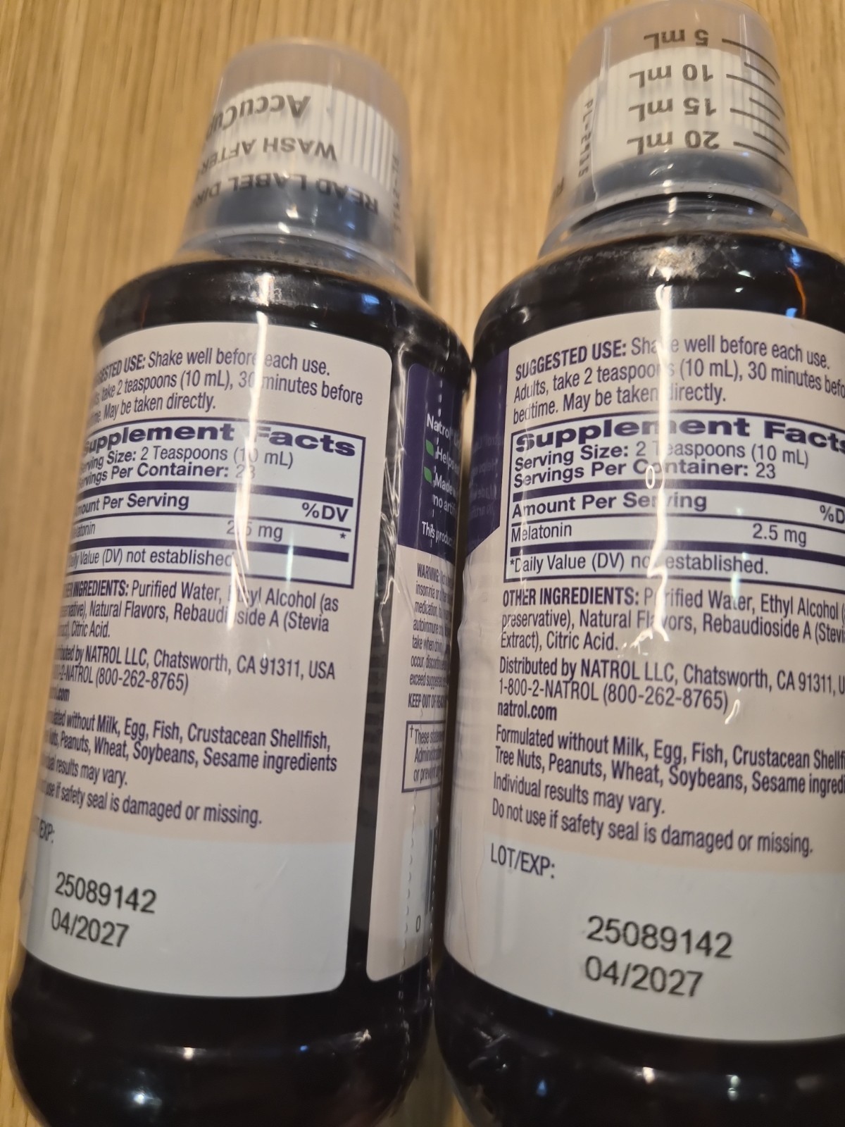 Lot of 2 Natrol Melatonin 2.5mg Liquid Sleep Aid Supplement 8oz Exp 04/27
