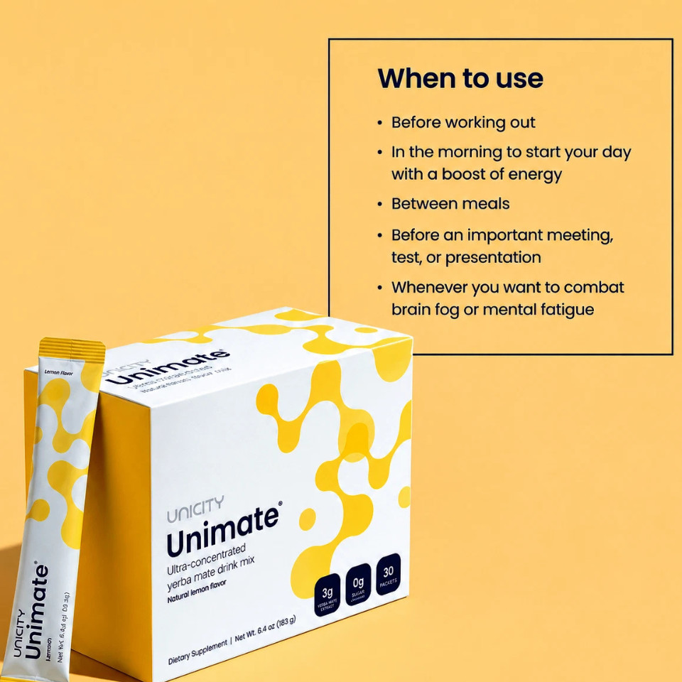 Unicity Unimate Lemon Flavor packs- 30 Pack-Counts-Exp04.2027 FREE And Fast Ship