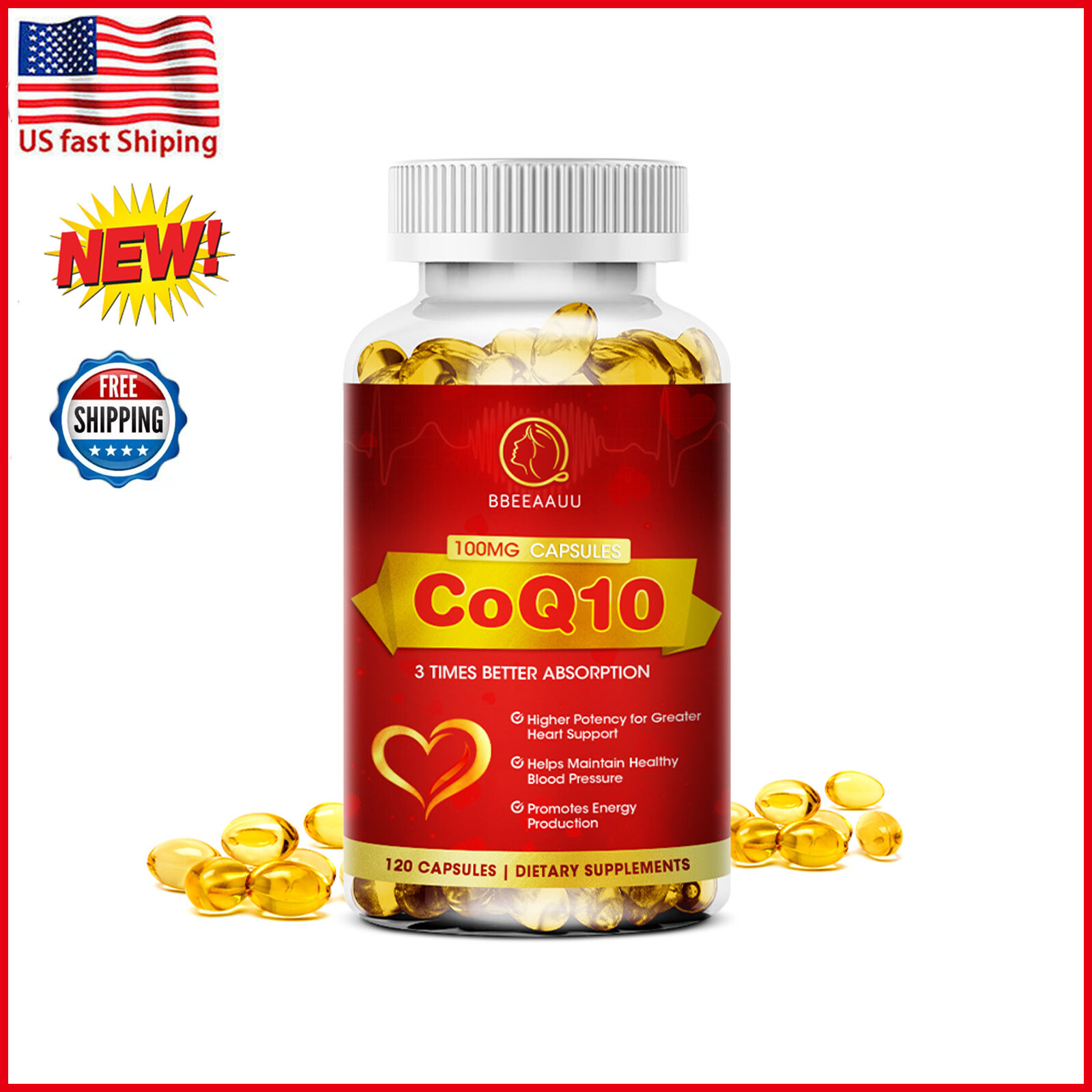 Coenzyme Q10 100mg Promotes Cardiovascular Health | Heart Health High Absorption