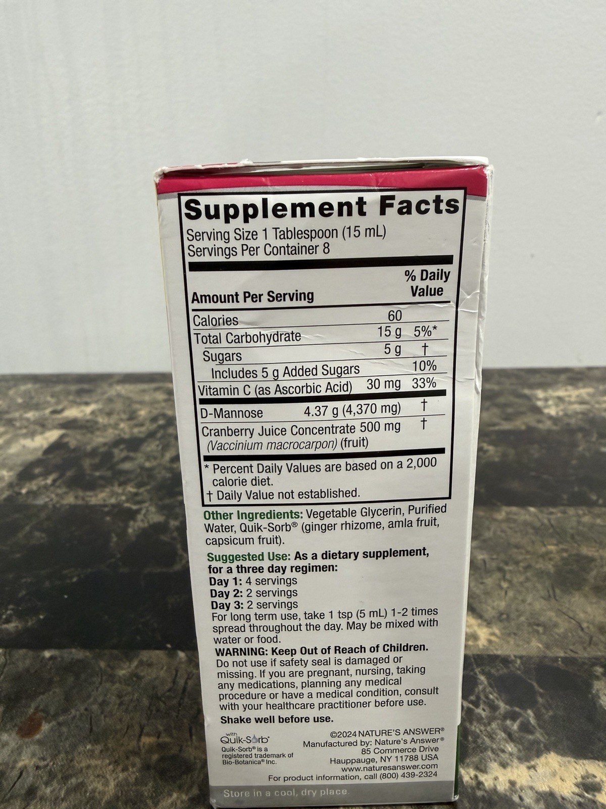 Nature’s Answer D-Mannose Cranberry Urinary Tract Support 4 fl oz