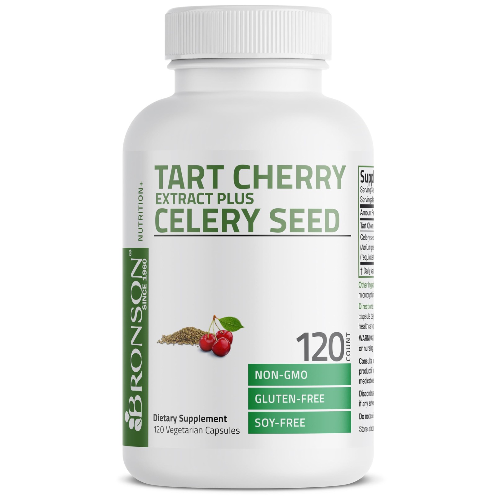 Bronson Tart Cherry Extract + Celery Seed Capsules – 120 Count (Pack of 1)