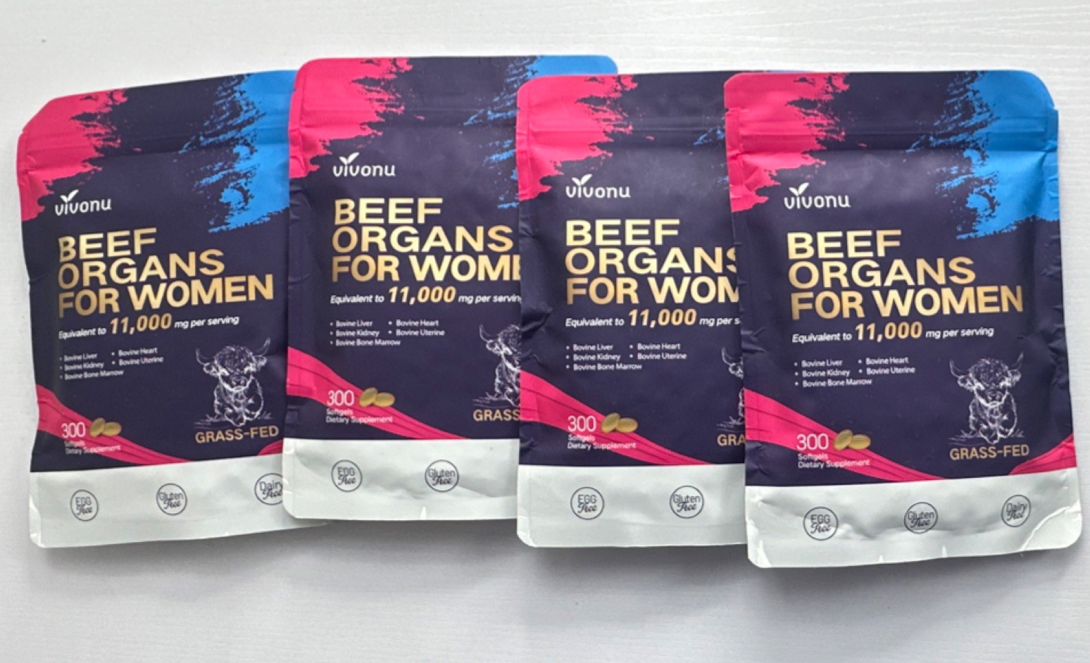 Vivonu Grass-Fed Beef Organs for Women Softgels Gluten-Free 300ct Exp 09/2027