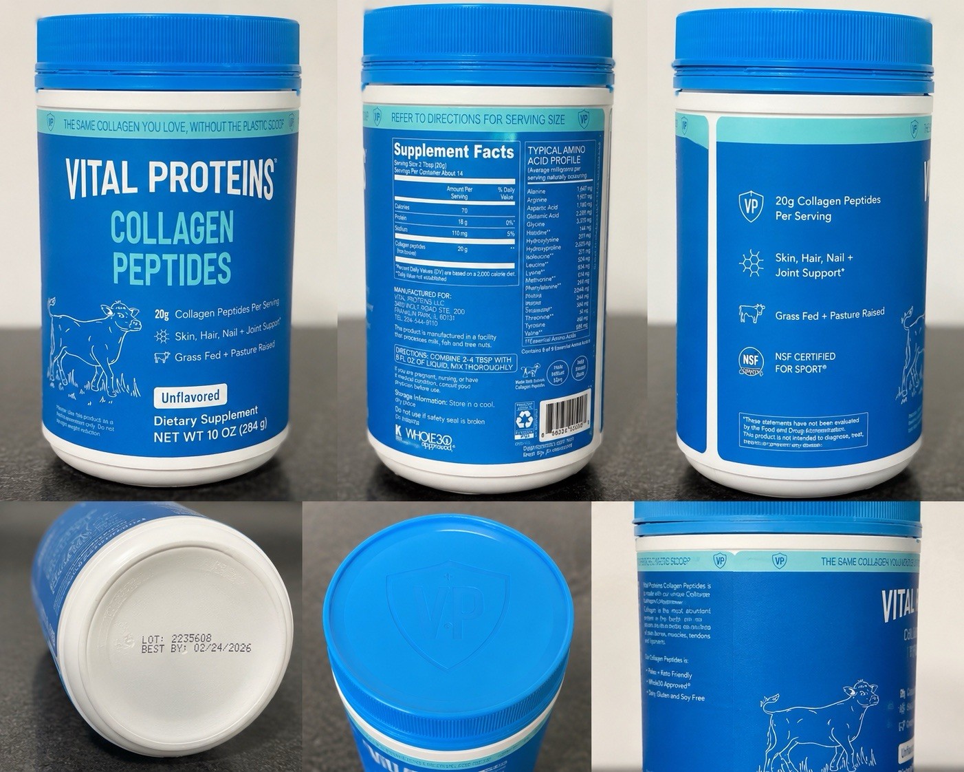 Vital Proteins Collagen Peptides Powder Unflavored Grass Fed 10 oz