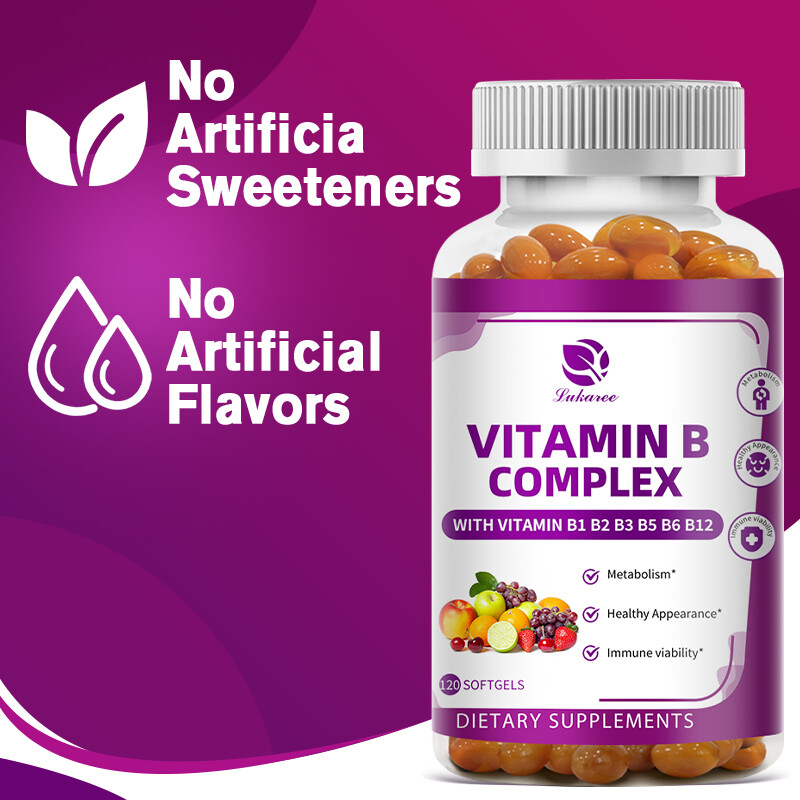 Vitamin B Complex 120 Capsules B1,B2,B3,B5,B6,B7,B9,B12, Immune Support Pills