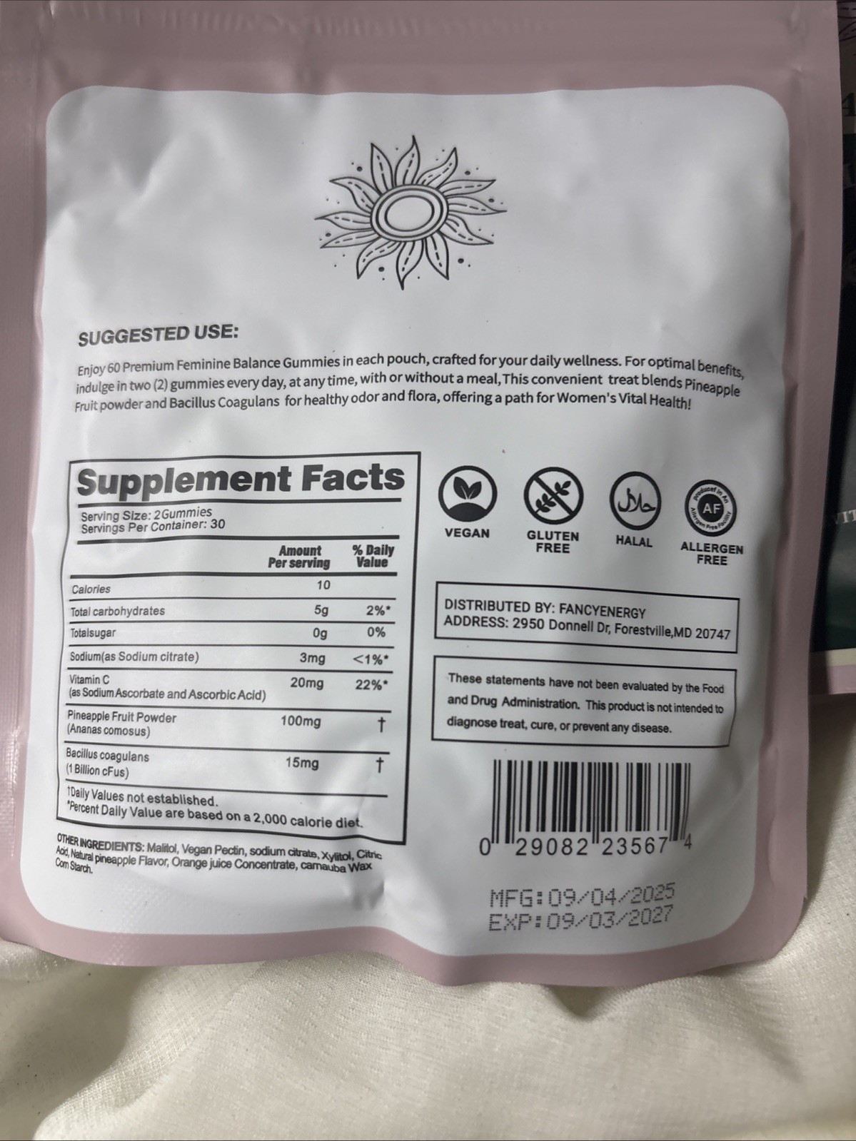 3-Pack Vital Source Feminine Balance Gummies Hawaiian Pineapple 60 Gummies