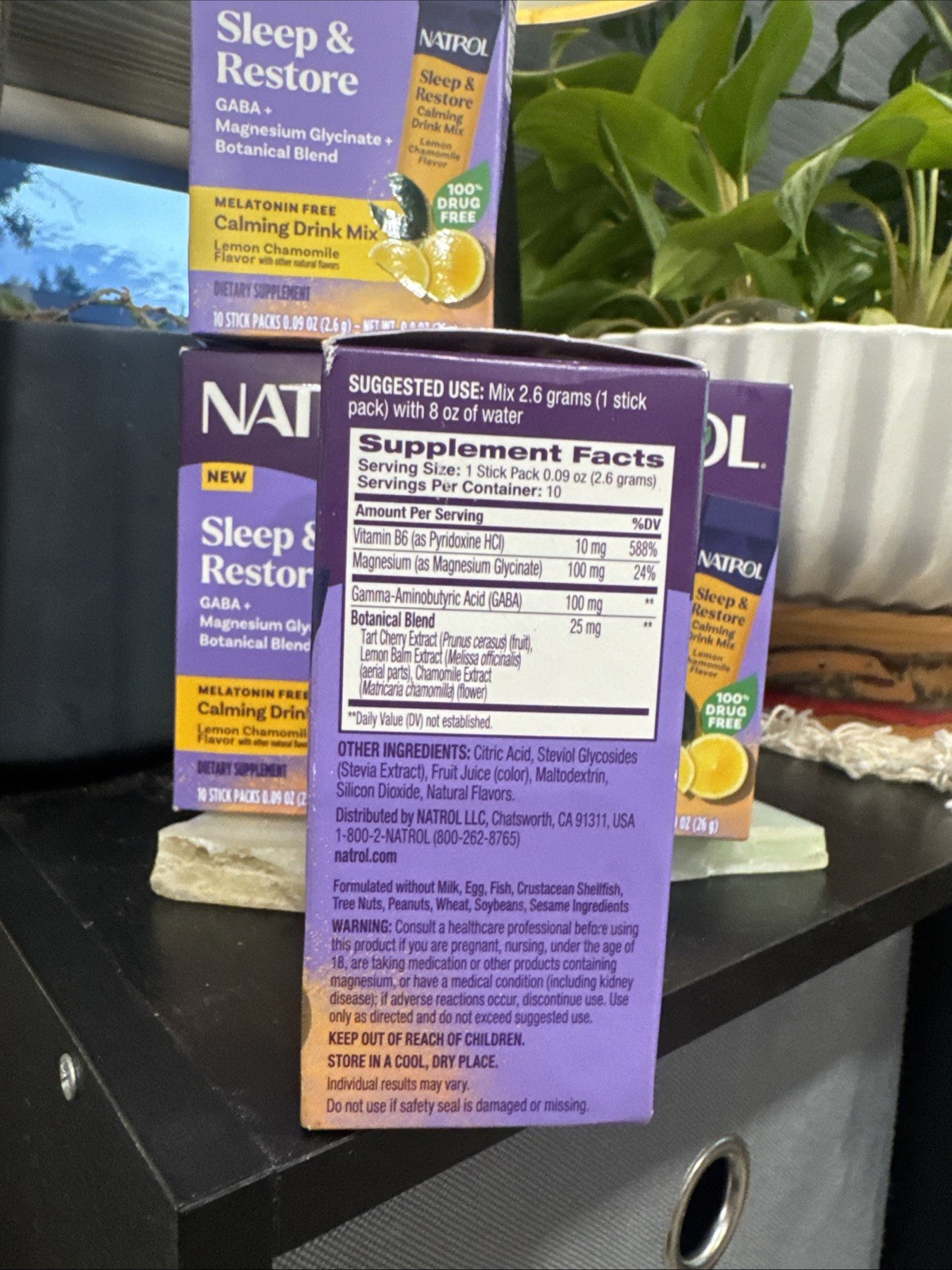 4 Lot Sleep & Restore Calming Drink Mix Melatonin Free Lemon Chamomile 10 Packs