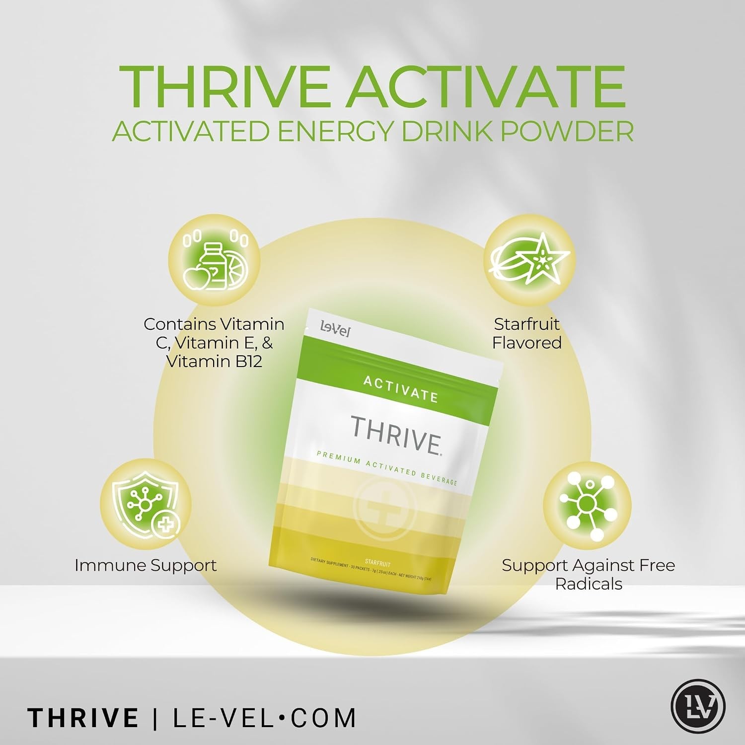 Thrive Activate Energy Drink Mix Focus & Performance Powder & Vitamins STARFRUIT