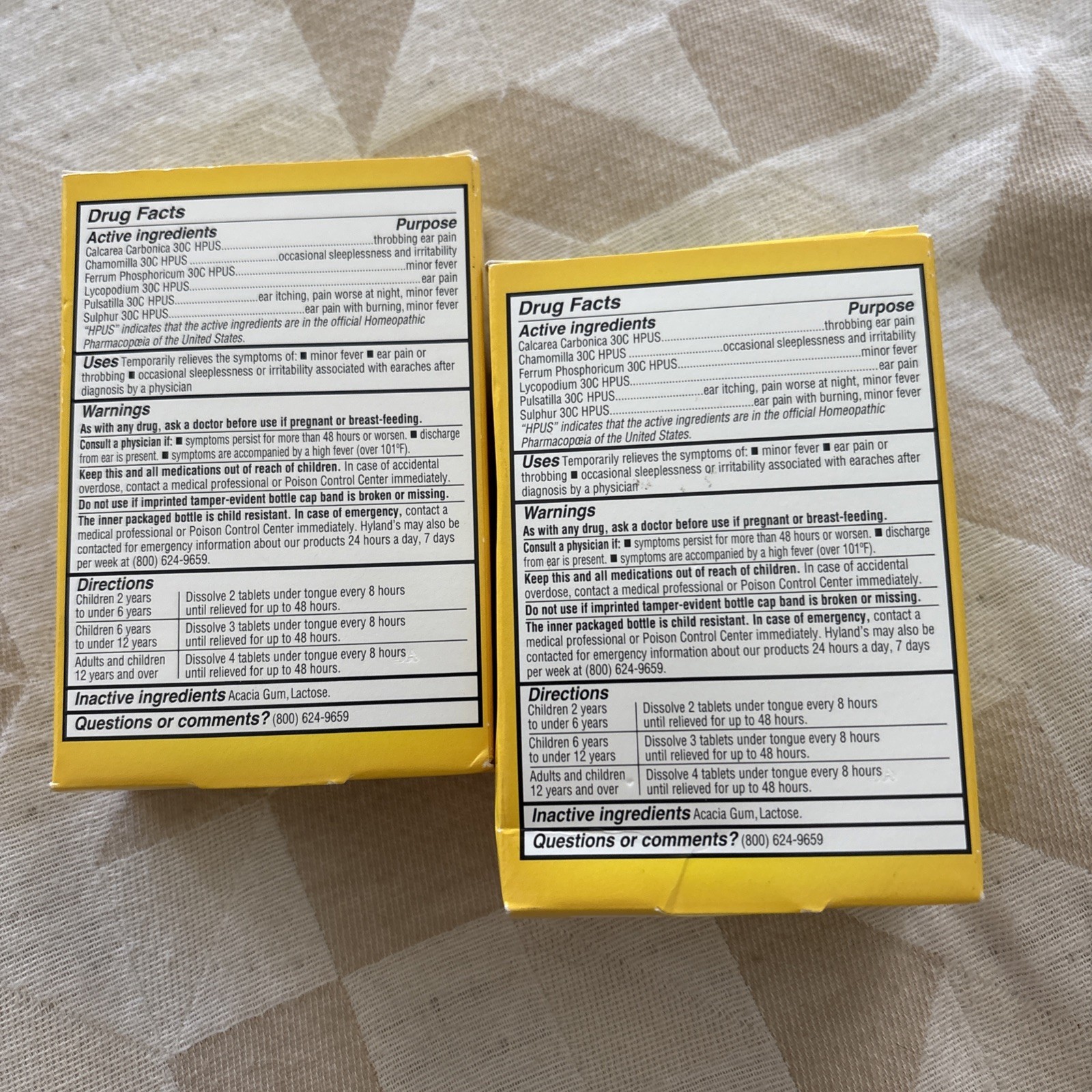 2 X Hyland’s 4Kids Earache Relief 40 Quick-Dissolving Tablets Ages 2-12 Natural