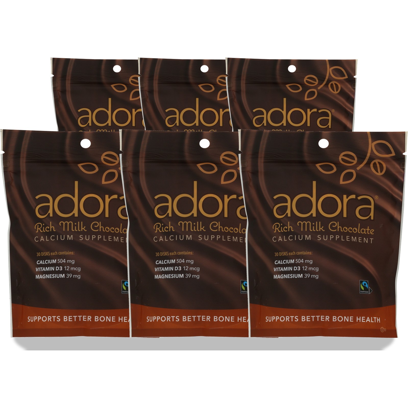 Calcium Milk Chocolate Disks By Adora 30 Count 6 Pack