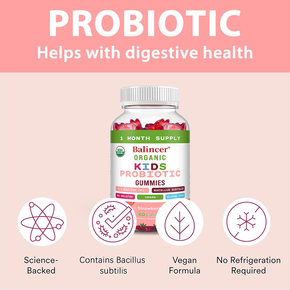 Children Probiotic Gummies for Gut&Immune Health,Kid-Friendly Vegan 60 Count