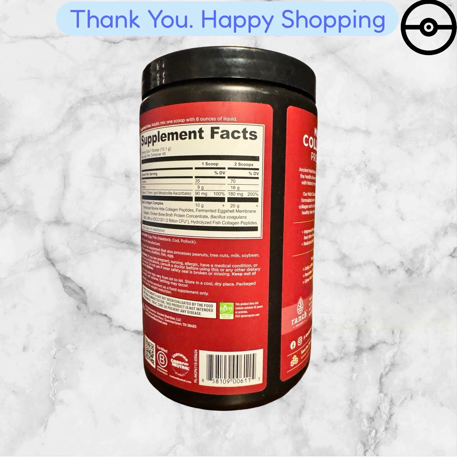 Ancient Nutrition Multi Collagen Protein 16oz / 454.5g,08/02/2027