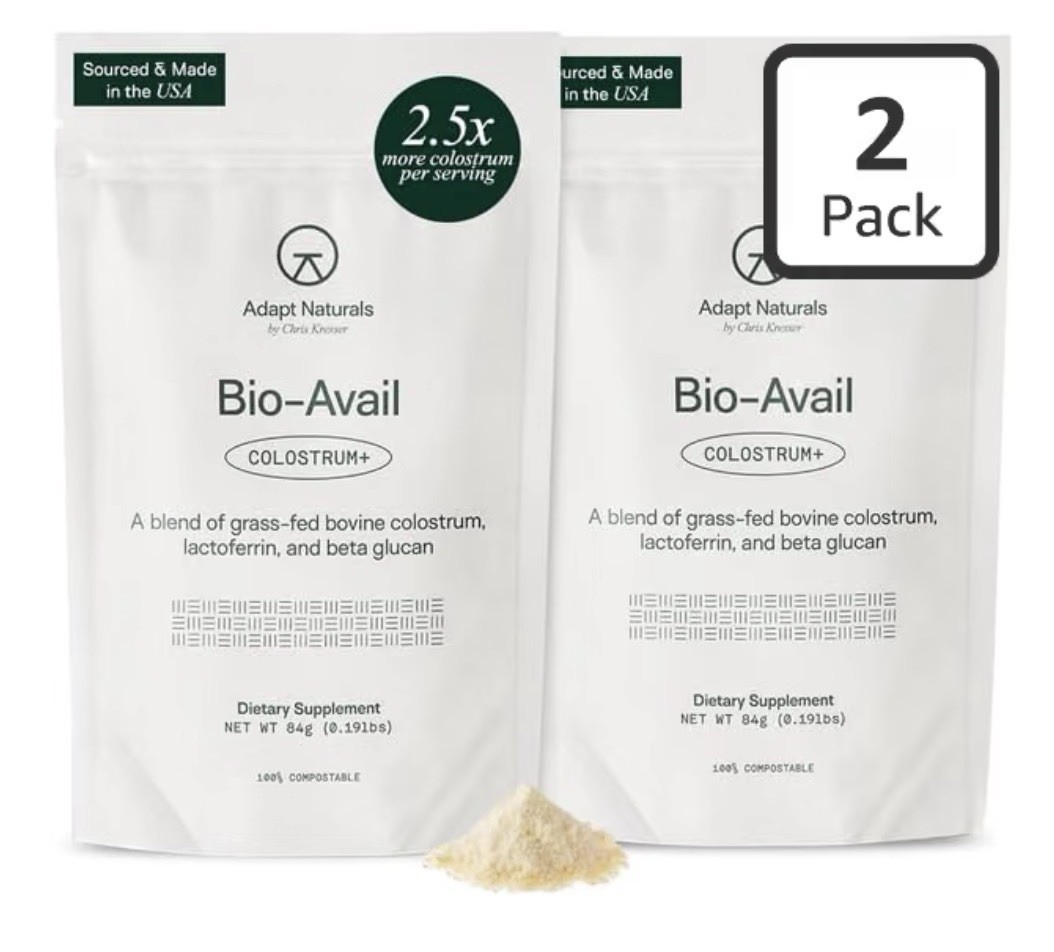 2 Pack Adapt Naturals Colostrum+ Bio-Avail Supplement w/ Lactoferrin Beta-Glucan